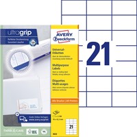 Avery Zweckform 3652, étiquettes universelles, Ultragrip, blanc, 100 feuilles, 70 x 42,3 mm-2
