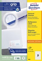Avery Zweckform 3652, étiquettes universelles, Ultragrip, blanc, 100 feuilles, 70 x 42,3 mm