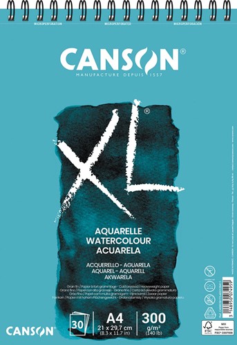 Canson cahier de croquis XL Aquarelle, 300g/m², ft A4, 30 feuilles