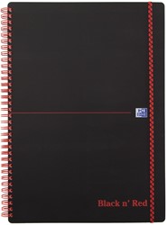 Oxford BLACK N' RED cahier spiralé en plastique, 140 pages ft A4, quadrillé 5 mm
