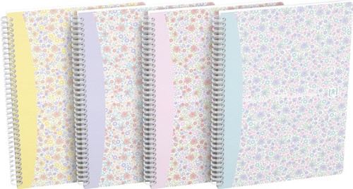 Oxford Floral couverture souple cahier à spirale, ft B5, 60 feuilles, quadrillé 5 mm, 3 décors