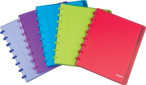 Atoma Trendy cahier, ft A5+, 120 pages, ligné, met 6 tabbladen, in couleurs assorties-3