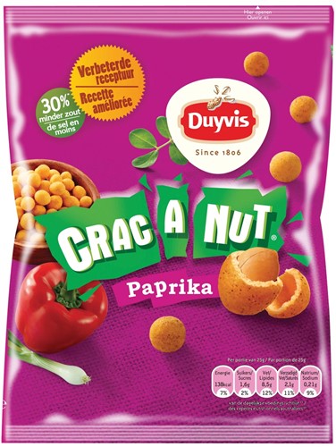 Duyvis cacahuètes Crac A Nut paprika, sachet de 200 grammes