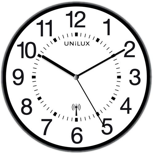 Unilux Wave horloge murale, radiopilotée, diamètre 30 cm, noir-blanc