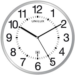 Unilux Mai Wave horloge murale, radiopilotée, diamètre 37,5 cm, gris-blanc