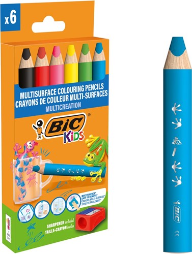 Bic Kids crayon de couleur Multi-Surfaces, assorti, étui de 6 pièces + broyeur-2