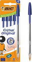 Bic stylo bille Cristal medium, bleu, blister de 5 pièces-2