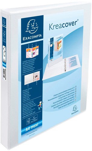 Exacompta Kreacover classeur blanc 4 anneaux de 25 mm