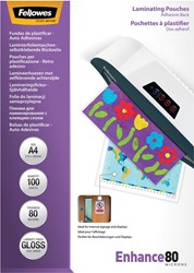 Fellowes pochette à plastifier Enhance80 auto-adhésif ft A4, 160 microns (2 x 80 microns), paquet de 100
