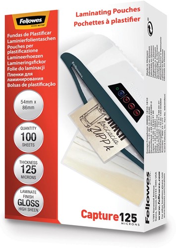 Fellowes pochette à plastifier Capture125 ft 54 x 86 mm, 250 microns (2 x 125 microns), 100 pièces-2