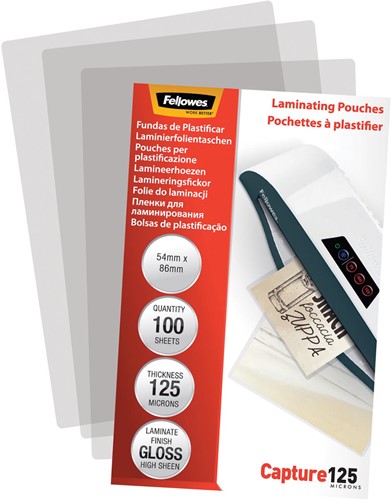 Fellowes pochette à plastifier Capture125 ft 54 x 86 mm, 250 microns (2 x 125 microns), 100 pièces-3