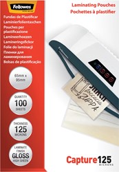 Fellowes pochette à plastifier Capture125 ft 65 x 95 mm, 250 microns (2 x 125 microns), paquet de 100