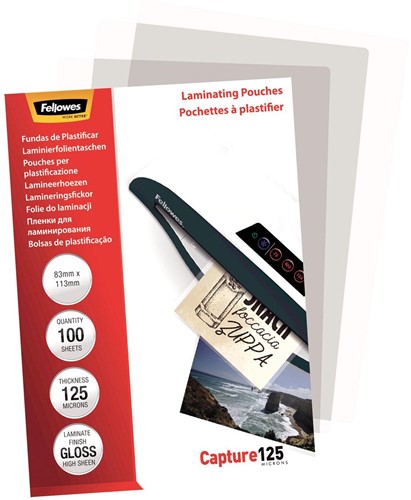 Fellowes pochette à plastifier Capture125 ft 83 x 113 mm, 250 microns (2 x 125 microns), paquet de 100-3