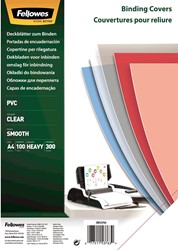 Fellowes couvertures, ft A4, PVC, 300 micron, paquet de 100 pièces, transparent