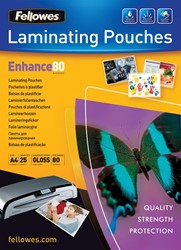 Fellowes pochette à plastifier, ft 210 x 297 mm, 160 microns (2 x 80 microns), brillante, paquet de 25 pi