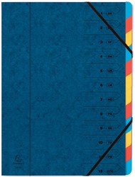 Exacompte Trieur-classeur 12 compartiments, bleu