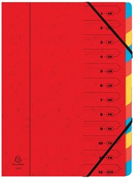 Exacompte Trieur-classeur 12 compartiments, rouge
