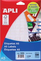 Apli étiquettes blanches Print & Write ft 10 x 16 mm (l x h), 2.040 pièces, 136 par feuille (1859)