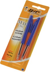 Bic stylo bille M10 Clic, pointe moyenne, bleu, blister de 2 pièces