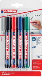 edding marqueur pour tableaux blancs, 360, blister 4 pièces en couleurs assorties
