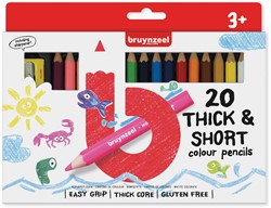 Bruynzeel Kids crayons de couleur courts et épais, set de 20 pièces en couleurs assorties