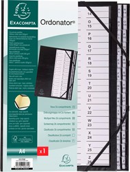 Exacompta trieur rigide Ordonator avec cavaliers plastiques, 26 compartiments, de A à Z, noir