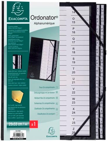 Exacompta trieur rigide Ordonator avec cavaliers plastiques, 26 compartiments, de A à Z, noir-3
