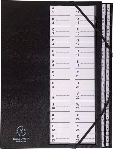 Exacompta trieur rigide Ordonator avec cavaliers plastiques, 26 compartiments, de A à Z, noir-2
