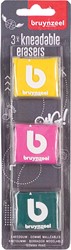 Bruynzeel gomme malléable, couleurs assorties, blister de 3 pièces