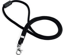 Durable lacet textile RPET, avec mousqueton, noir, paquet de 10 pièces