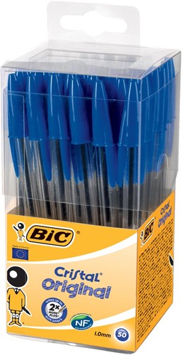 Bic stylo bille Cristal, boîte de  50 stuks, bleu