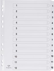 Pergamy intercalaires avec page de garde, ft A4, perforation 11 trous, carton, set 1-12