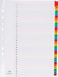 Pergamy intercalaires avec page de garde, ft A4, perforation 11 trous, couleurs assorties, set 1-31