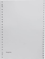 Pergamy intercalaires, ft A4, perforation 23 trous, PP gris, set 1-52