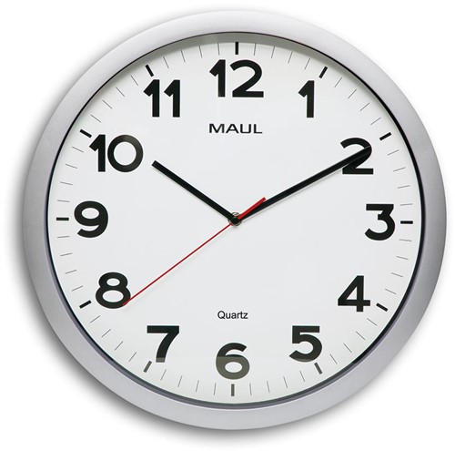 MAULstep horloge murale, quartz, diamètre 40 x 5 cm, cadre en plastique, argent