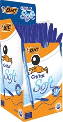 Bic stylo bille Cristal Soft, pointe moyenne, paquet de 50 pièces, bleu