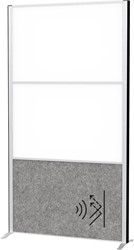 MAULconnecto cloison, 2 x tableau blanc, 1 x gris foncé, cadre argent, sur pieds
