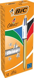 Bic 4 Colours Shine stylo bille 4 couleurs, moyen, 4 couleurs d'encre classique, corps or