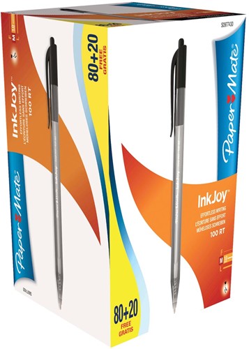 Paper Mate stylo bille InkJoy 100 RT, noir, boîte 80 + 20 gratuit