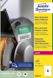 Avery étiquettes ultra-résistantes, ft 105 x 148 mm, boîte de 200 étiquettes