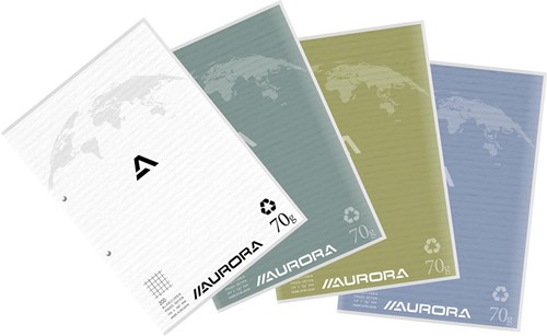 Aurora bloc de cours A4 70g quadrillé 5x5 avec marge, 100 feuilles