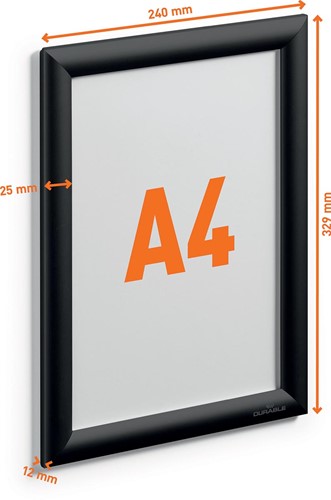 Durable cadre porte-affiche, en aluminium, ft A4, noir-2
