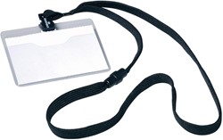 Durable badge avec bande textile noir, 10 pièces