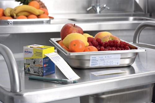 Avery étiquettes alimentaire, HACCP, ft 98 x 40 mm, boîte dévidoir de 300 étiquettes, anglais-1