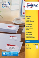 Avery J8160-10 étiquettes adresse ft 63,5 x 38,1 mm, 210 étiquettes, blanc