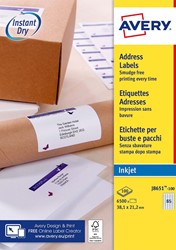 Avery étiquettes blanches QuickDry ft 38,1 x 21,2 mm (l x h), 6.500 pièces, 65 par feuille