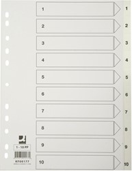 Q-CONNECT intercalaires, A4, PP, 11 trous, avec page de garde, jeu de 1-10, blanc