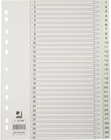 Q-CONNECT intercalaires, A4, PP, 11 trous, avec page de garde, jeu de 1-31, blanc
