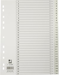 Q-CONNECT intercalaires, A4, PP, 11 trous, avec page de garde, jeu de 1-31, blanc