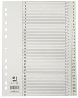 Q-CONNECT intercalaires, A4, PP, 11 trous, avec page de garde, jeu de 1-31, blanc-2